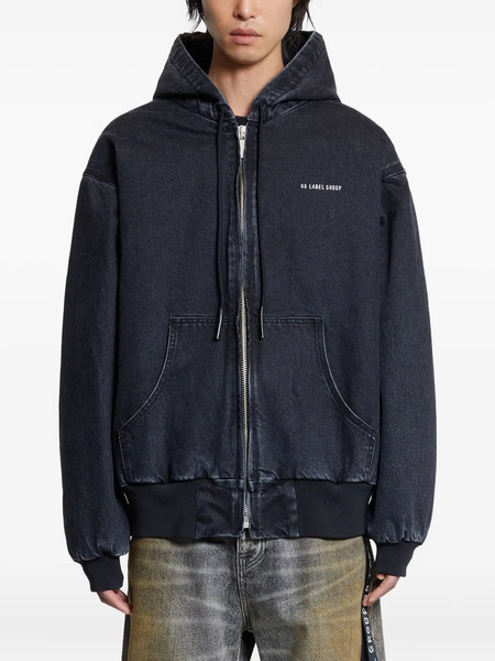  44 Label Group Sorrow Padded Zip-up Denim Jacket - Blue 