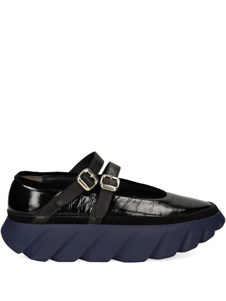  4ccccees Double-buckle Leather Flat Pumps - Black 