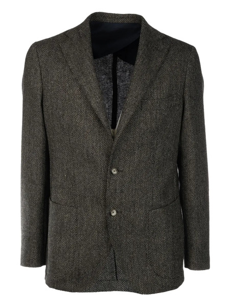  4ff Button-fastening Tweed Blazer - Brown 