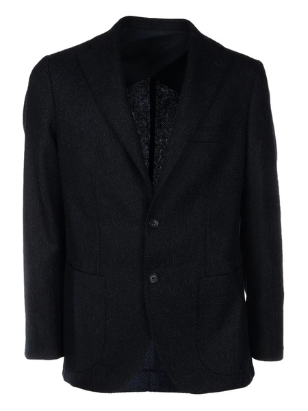  4ff Herringbone Notched Blazer - Blue 