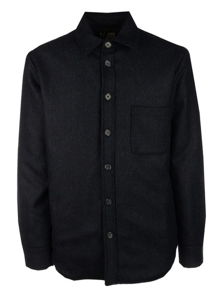  4ff Herringbone-pattern Button-down Shirt - Black 