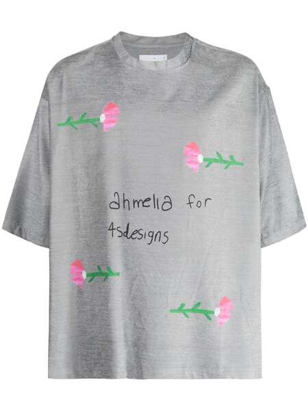  4sdesigns Graphic-print Drop Shoulder T-shirt - Grey 