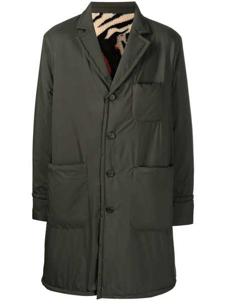  4sdesigns Patch-pockets Single-breasted Coat - Green 