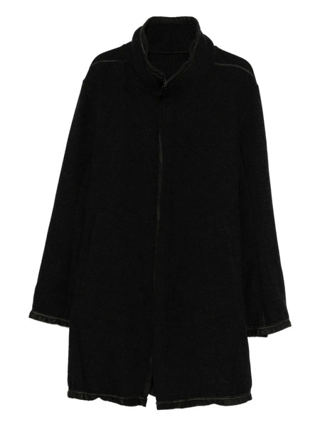  69 High-neck Zip-front Coat - Black 