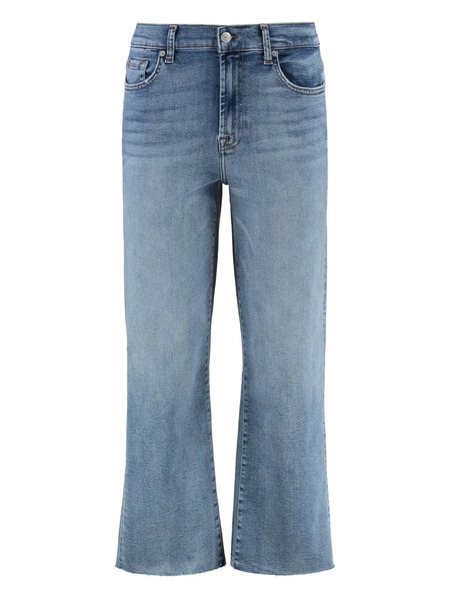  7 For All Mankind Alexa Frayed-hem Cropped Bootcut Jeans - Blue 