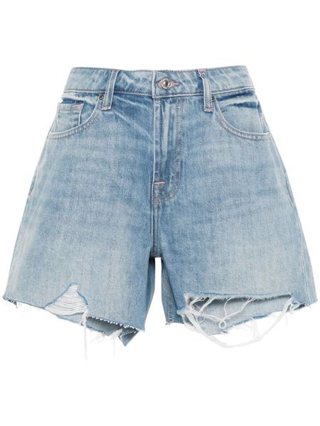  7 For All Mankind Distressed Denim Shorts - Blue 