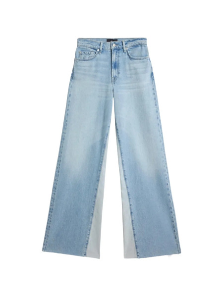  7 For All Mankind Flared Contrast Panel Jeans - Blue 