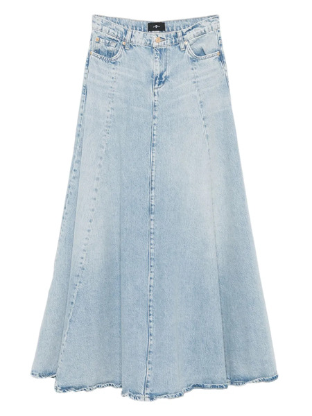  7 For All Mankind Logo-patch Denim Maxi Skirt - Blue 