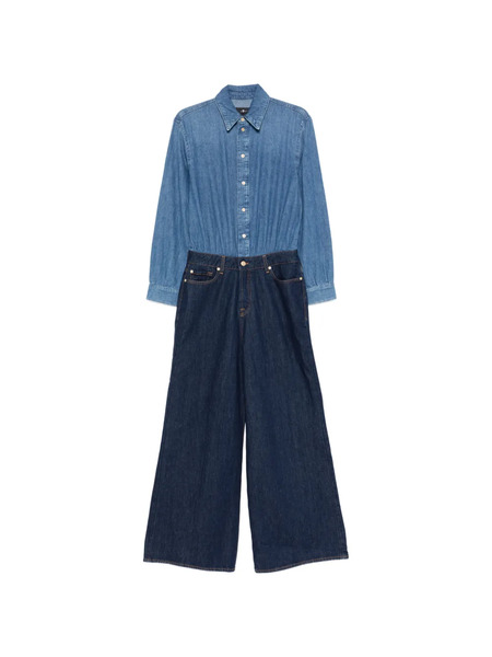  7 For All Mankind Long-sleeve Jumpsuit - Blue 