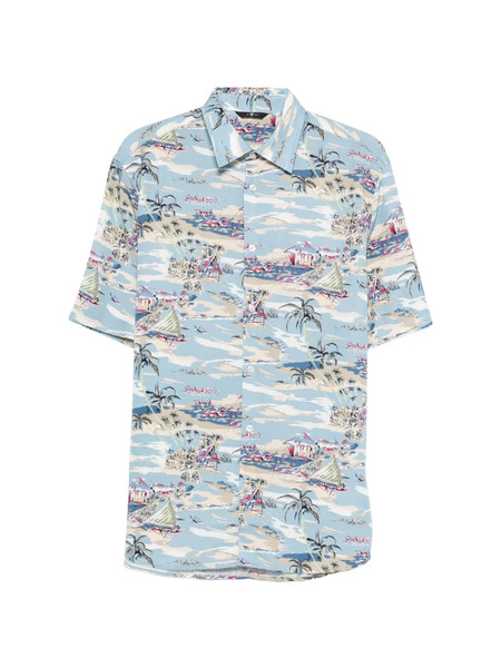  7 For All Mankind Patterned Short Sleeve Shirt - Blue 