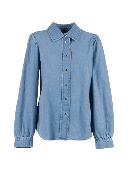  7 For All Mankind Puff-sleeve Button-up Shirt - Blue 