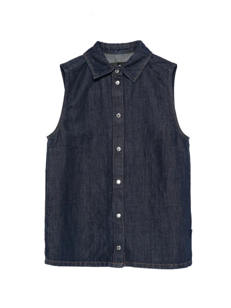  7 For All Mankind Snap-button Sleeveless Shirt - Blue 