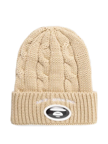  A Bathing Ape® Cable-knit Logo-patch Beanie - Neutrals 