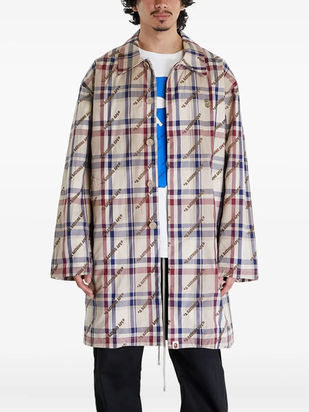  A Bathing Ape® Logo-check Pattern Coat - Neutrals 