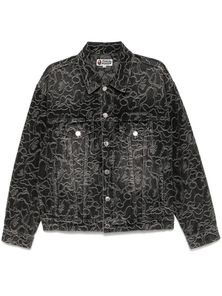  A Bathing Ape® Logo-embroidered Denim Jacket - Black 