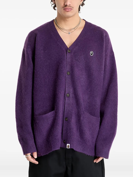  A Bathing Ape® One Point Hairly Yarn Button Cardigan - Purple 