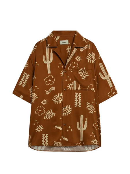  A Paper Kid Cactus Pattern Shirt - Brown 