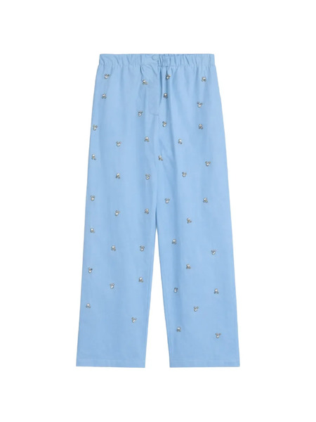  A Paper Kid Embellished Popeline Trousers - Blue 