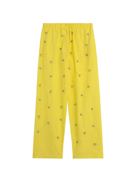  A Paper Kid Popeline Elasticated Embellished Trousers - Yellow 