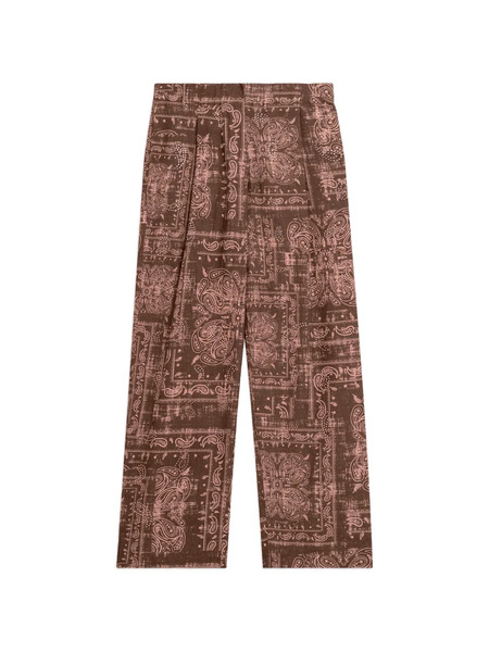  A Paper Kid Poplin Patterned Trousers - Brown 