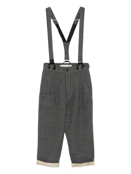  A Tentative Atelier Check-pattern Suspender Trousers - Grey 