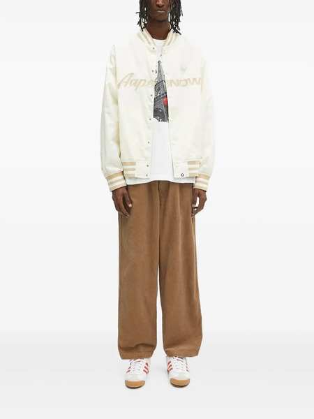  Aape By *a Bathing Ape® Ape Now Embroidered Bomber Jacket - Neutrals 