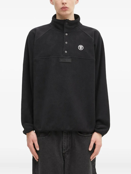  Aape By *a Bathing Ape® Button-placket Fleece Sweatshirt - Black 