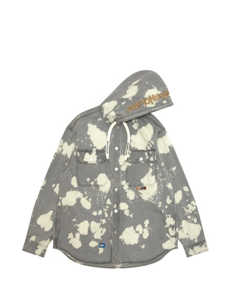  Aape By *a Bathing Ape® Hooded Splatter-patterned Shirt Jacket - Grey 