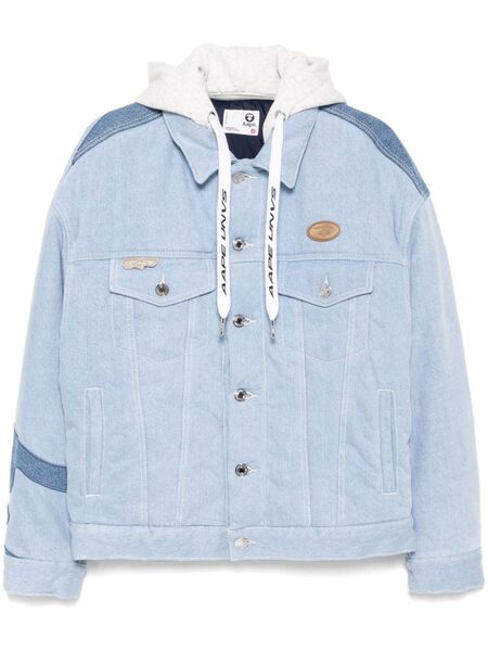  Aape By *a Bathing Ape® Logo Patched Denim Jacket - Blue 