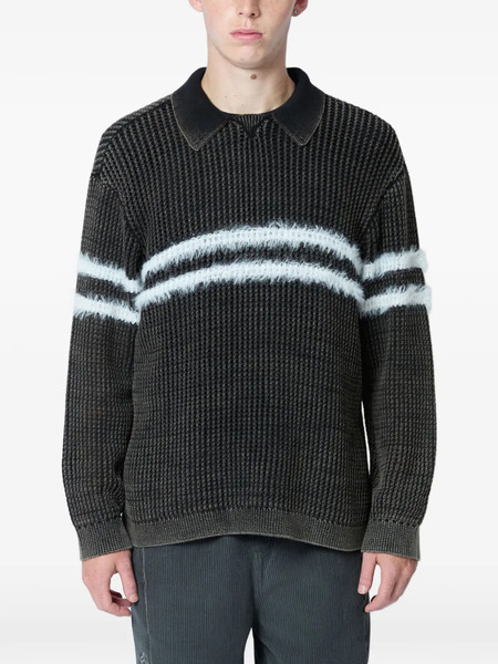  Achm Waffle Stripe Sweater - Black 