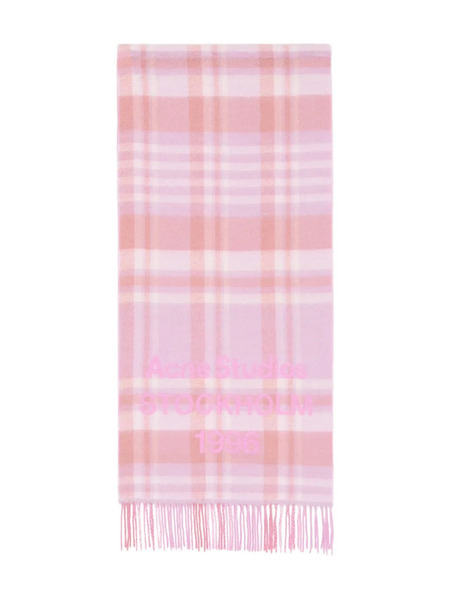  Acne Studios Check Fringed Scarf - Pink 