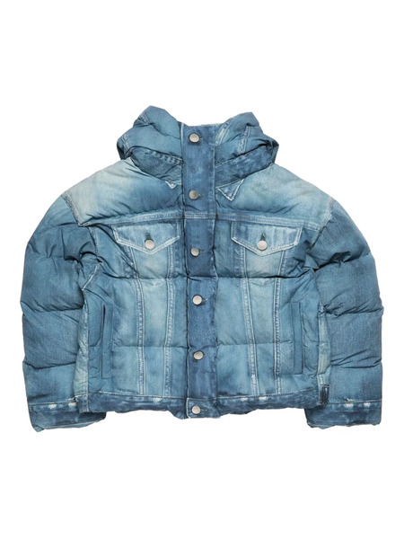  Acne Studios Denim Puffer Hooded Jacket - Blue 