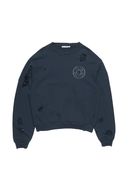  Acne Studios Distressed Logo Sweatshirt - Blue 