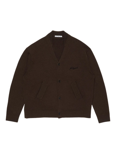  Acne Studios Embroidered-logo Buttoned Cardigan - Brown 