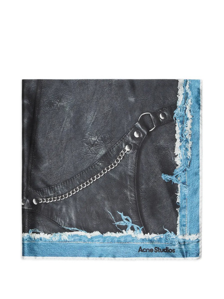  Acne Studios Frayed-printed Scarf - Black 
