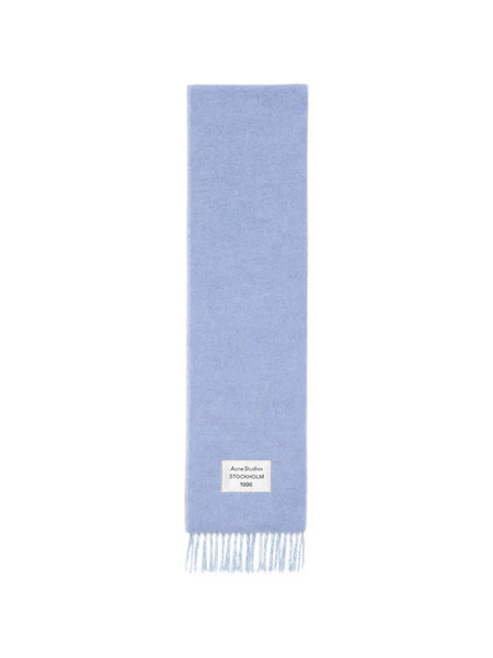  Acne Studios Fringed Logo Scarf - Blue 