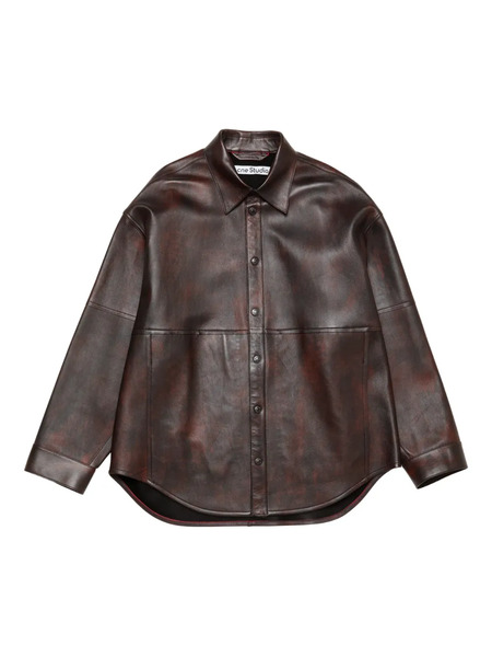  Acne Studios Leather Shirt Jacket - Bbi-red/black 