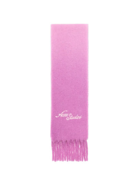  Acne Studios Logo Fringed Scarf - Pink 