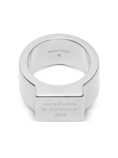  Acne Studios Rectangular-logo Signet Ring - Silver 