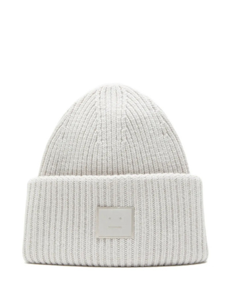  Acne Studios Ribbed Face-patch Beanie Hat - Grey 
