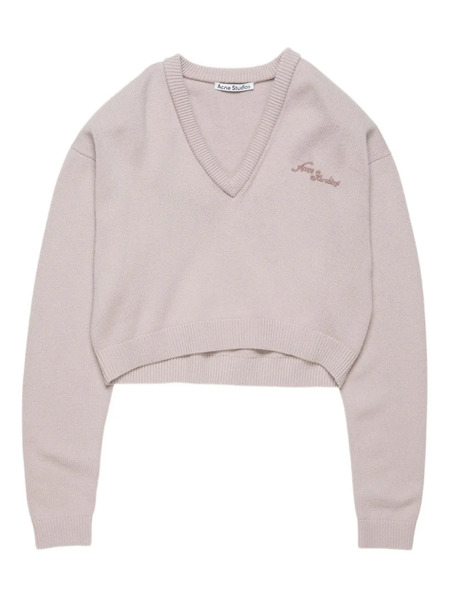  Acne Studios V-neck Embroidered Sweater - Neutrals 