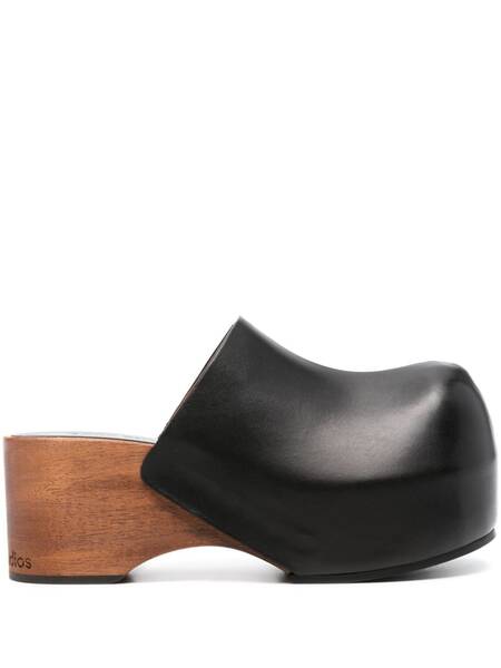 Acne Studios Wooden-platform Clogs - Black 