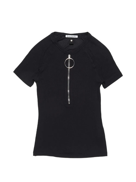  Acne Studios Zip Short-sleeve Top - Black 