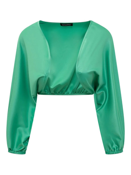  Actualee Satin Shirt - Green 