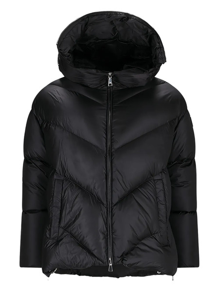  Add Hooded Chevron-quilted Down Jacket - Black 