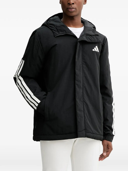  Adidas Hooded Three-stripe Jacket - Black 