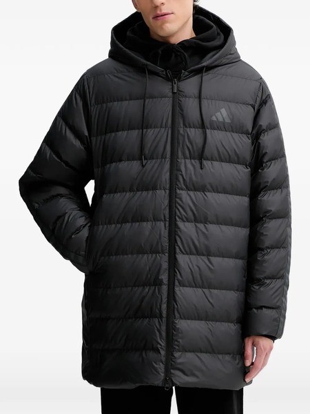  Adidas Hooded Three-stripe Jacket - Black 