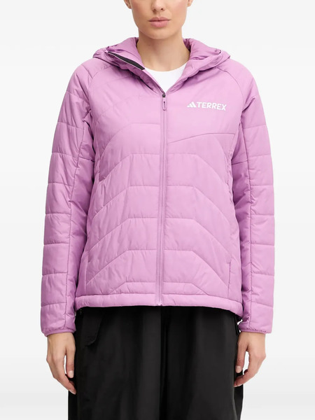  Adidas Quilted Hooded Jacket - Pink 