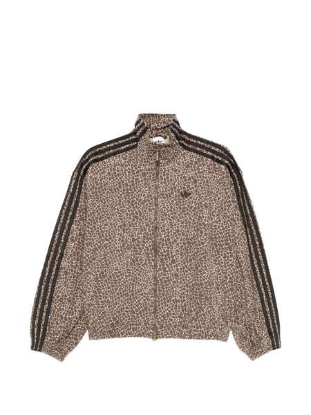  Adidas Three Stripe Animal Print Jacket - Brown 