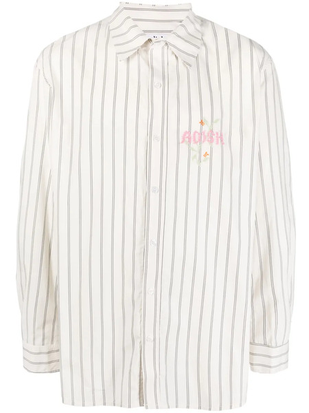  Adish Logo-embroidered Stripe-pattern Shirt - Neutrals 